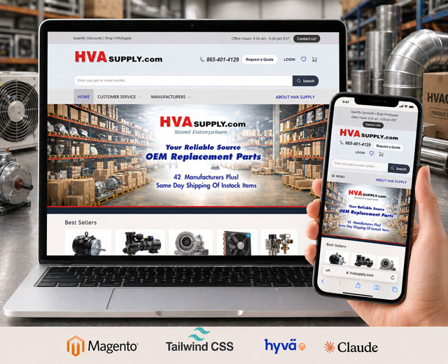 Hvasupply storefront — desktop and mobile preview
